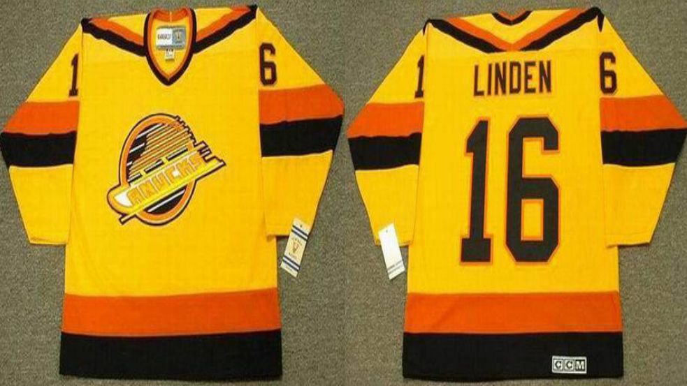 2019 Men Vancouver Canucks #16 Linden Yellow CCM NHL jerseys->vancouver canucks->NHL Jersey